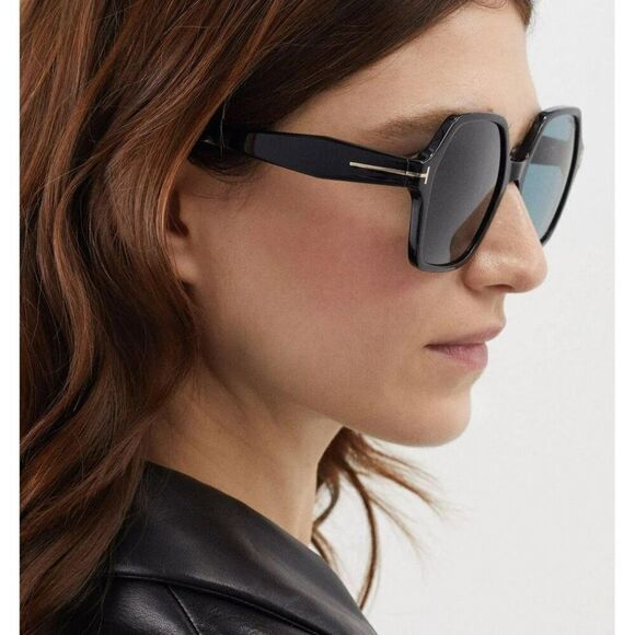 NEW Tom Ford FT1032-F ROMY 01A Black Blue Square Oversized Women Sunglasses - Picture 5 of 11